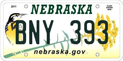 NE license plate BNY393