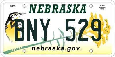 NE license plate BNY529