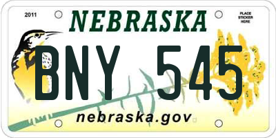 NE license plate BNY545