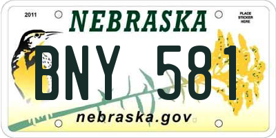 NE license plate BNY581