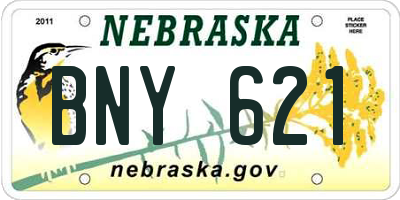 NE license plate BNY621