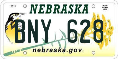 NE license plate BNY628