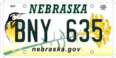 NE license plate BNY635