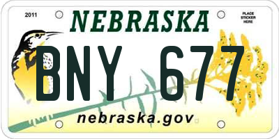 NE license plate BNY677