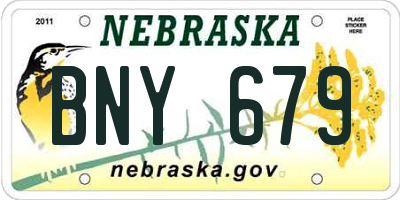 NE license plate BNY679