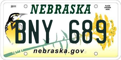 NE license plate BNY689