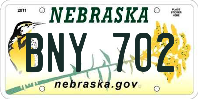 NE license plate BNY702