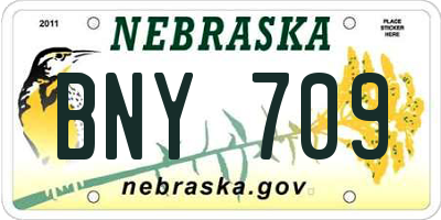 NE license plate BNY709