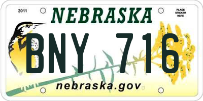 NE license plate BNY716