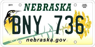 NE license plate BNY736