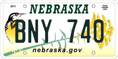 NE license plate BNY740