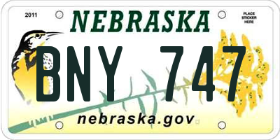 NE license plate BNY747