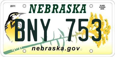 NE license plate BNY753