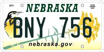 NE license plate BNY756