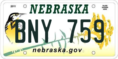 NE license plate BNY759