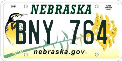 NE license plate BNY764
