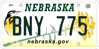 NE license plate BNY775