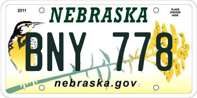 NE license plate BNY778