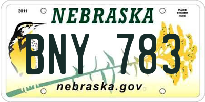 NE license plate BNY783