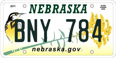 NE license plate BNY784