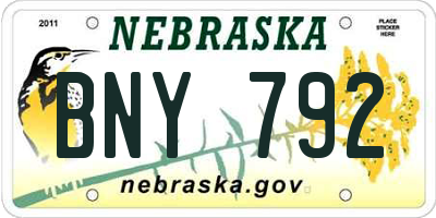 NE license plate BNY792