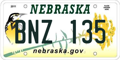 NE license plate BNZ135