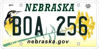NE license plate BOA256