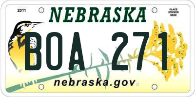 NE license plate BOA271