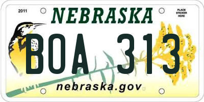 NE license plate BOA313