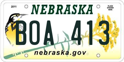 NE license plate BOA413