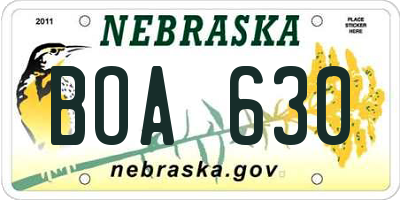 NE license plate BOA630