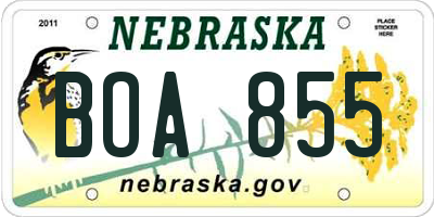 NE license plate BOA855