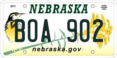 NE license plate BOA902