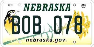 NE license plate BOB078