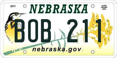 NE license plate BOB211
