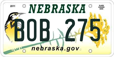 NE license plate BOB275