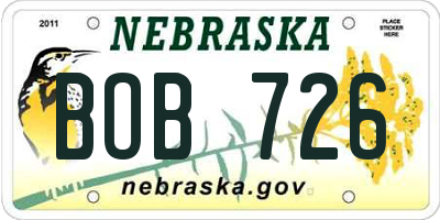 NE license plate BOB726