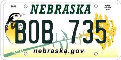 NE license plate BOB735