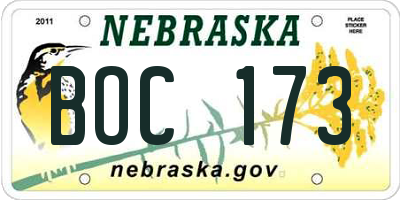 NE license plate BOC173