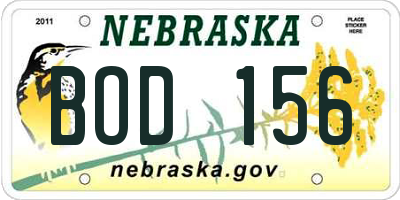 NE license plate BOD156