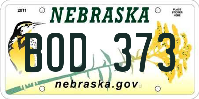 NE license plate BOD373