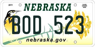 NE license plate BOD523