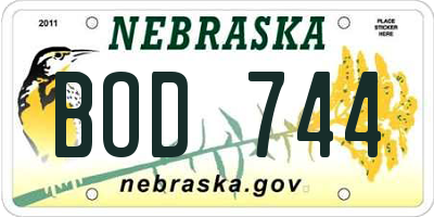 NE license plate BOD744
