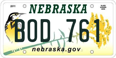 NE license plate BOD761