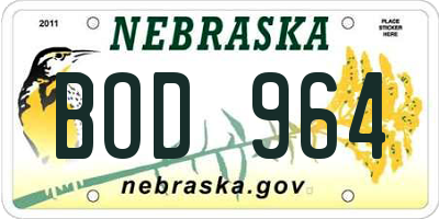 NE license plate BOD964