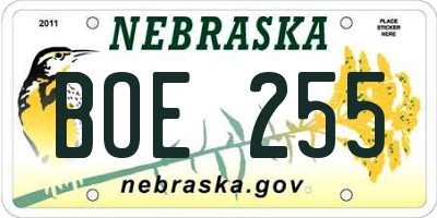 NE license plate BOE255