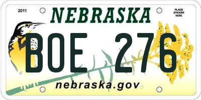 NE license plate BOE276