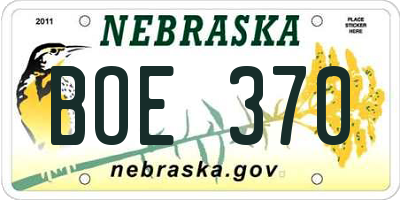 NE license plate BOE370
