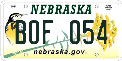 NE license plate BOF054