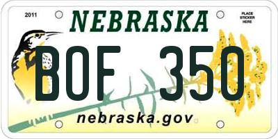 NE license plate BOF350